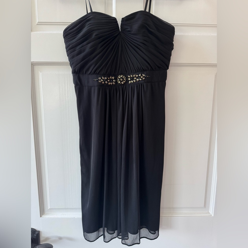 Adrianna Papell Black Strapless Cocktail Gown